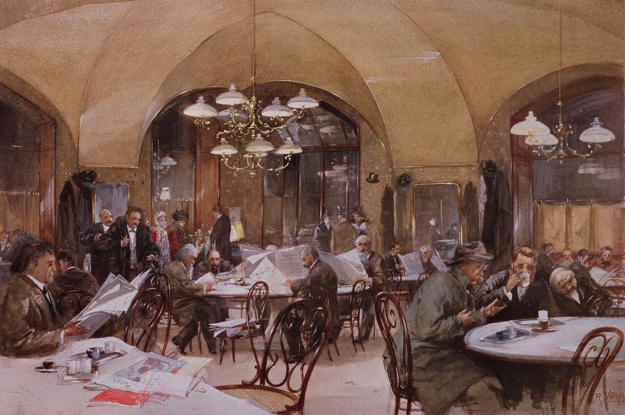 Kavárna Griensteidl, Vídeň, 1890 od Reinhold Volkel