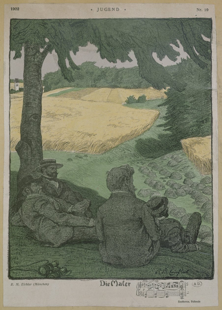 Malíři pozorující přírodu, ilustrace z 