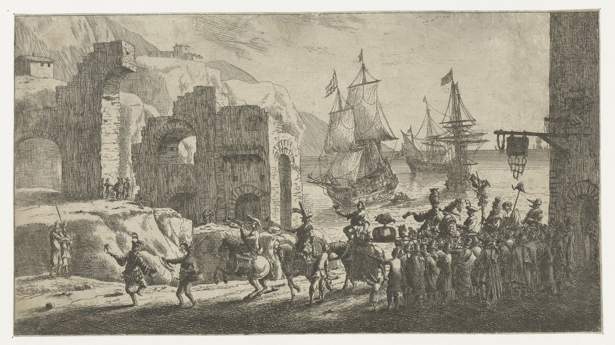 Maškaráda v přístavu od Reinier Nooms (attributed to)
