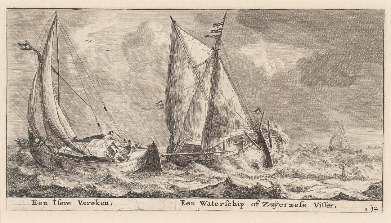 Plavidlo "Isere" a rybářský člun Waterschip nebo Zuiderzee od Reinier Nooms, called Zeeman