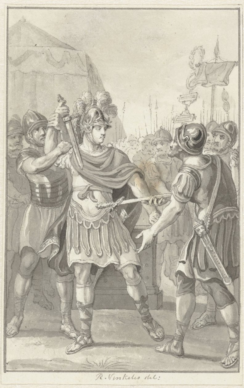 Germanicus slibuje věrnost Tiberiovi od Reinier Vinkeles (I)