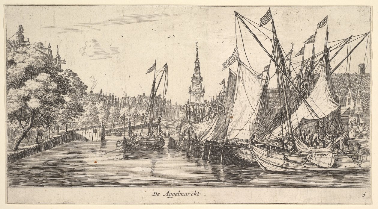 De Appelmarckt Jablečný trh, z Views v Amsterdamu, deska 6, ca. 165962. od Reinier Zeeman