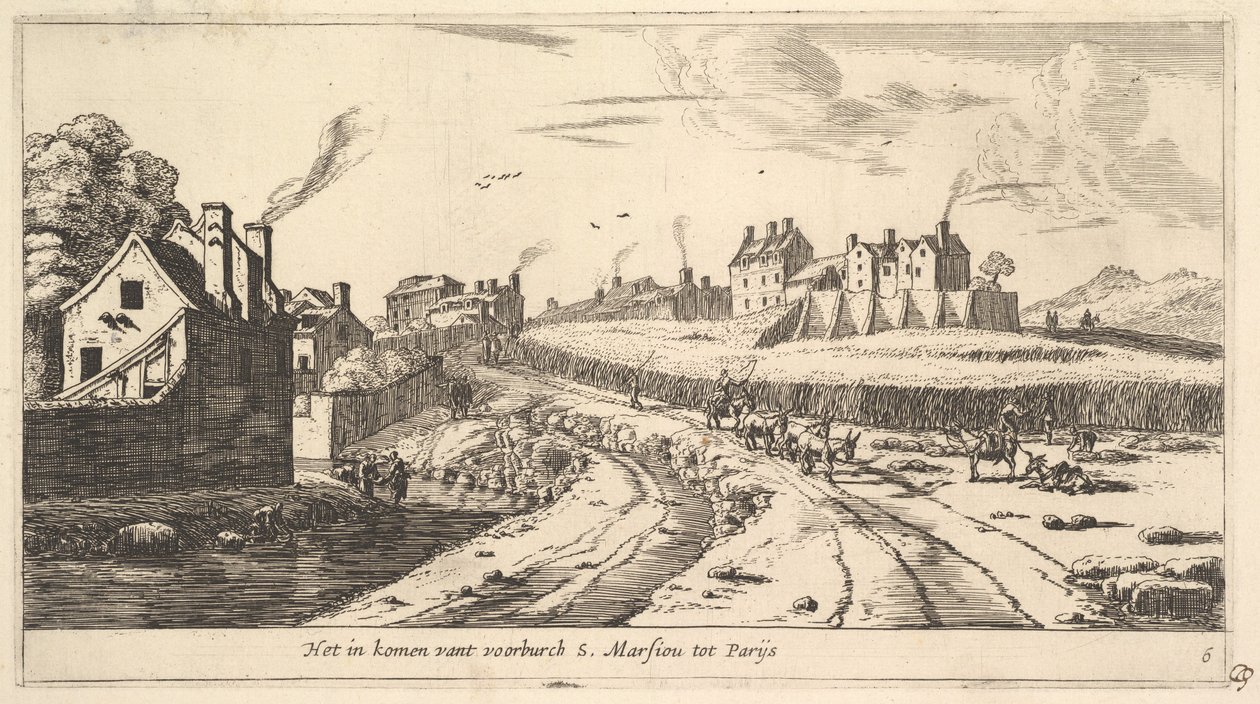 Vchod do předměstí Saint Marceau poblíž Paříže, 17. století. od Reinier Zeeman