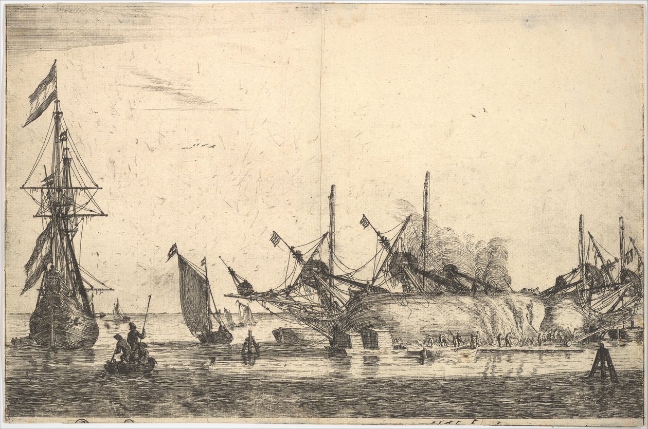 Lodě Careened for Caulking the Hull, 17. století. od Reinier Zeeman