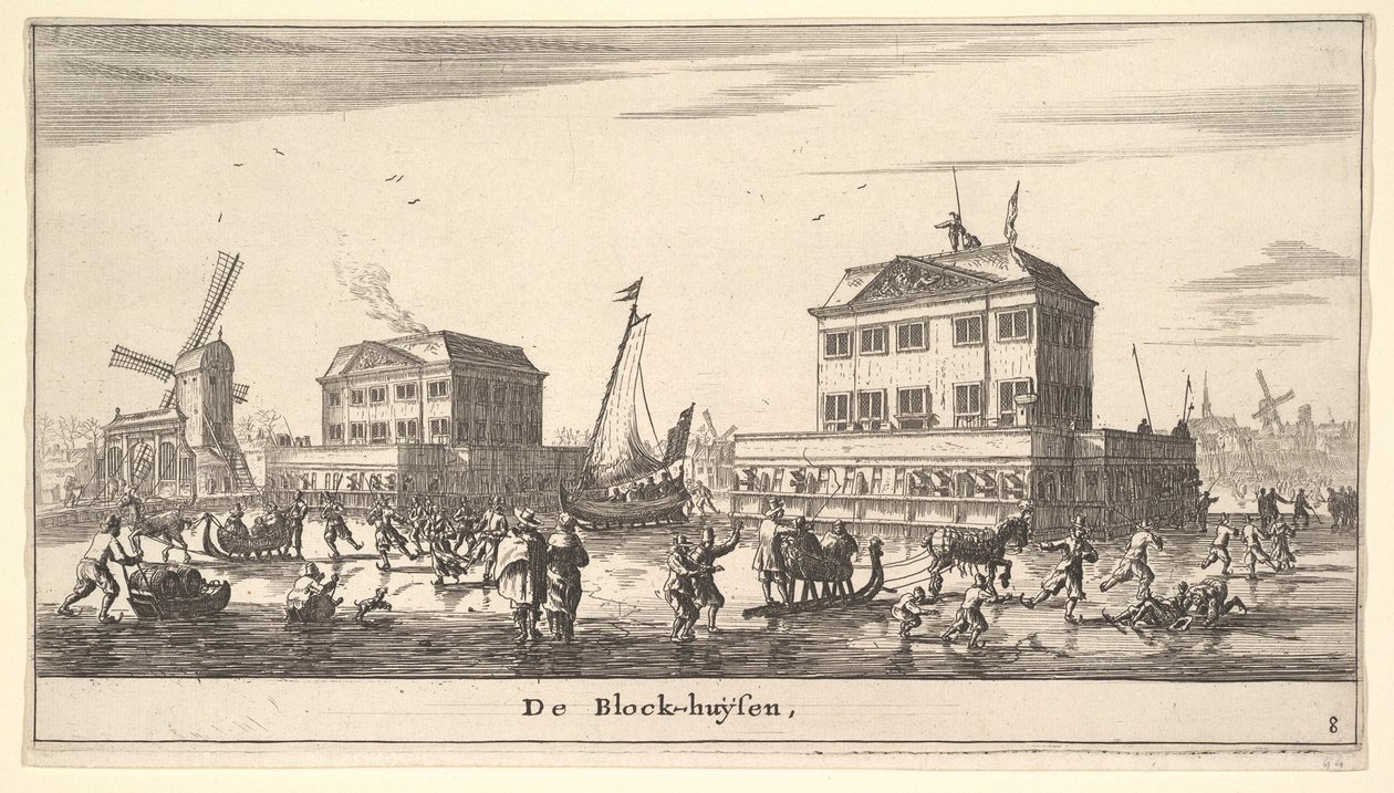 Zimní scéna v Blockhouse v Amsterdamu, 17. století. od Reinier Zeeman