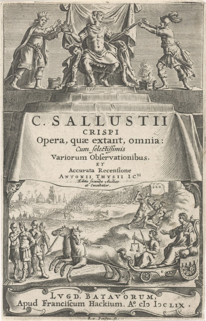 Císař a spravedlnost na triumfálním voze Titulní strana pro: A. Thysius jr., Opera, quæ extant, omnia, 1659 od Reinier van Persijn