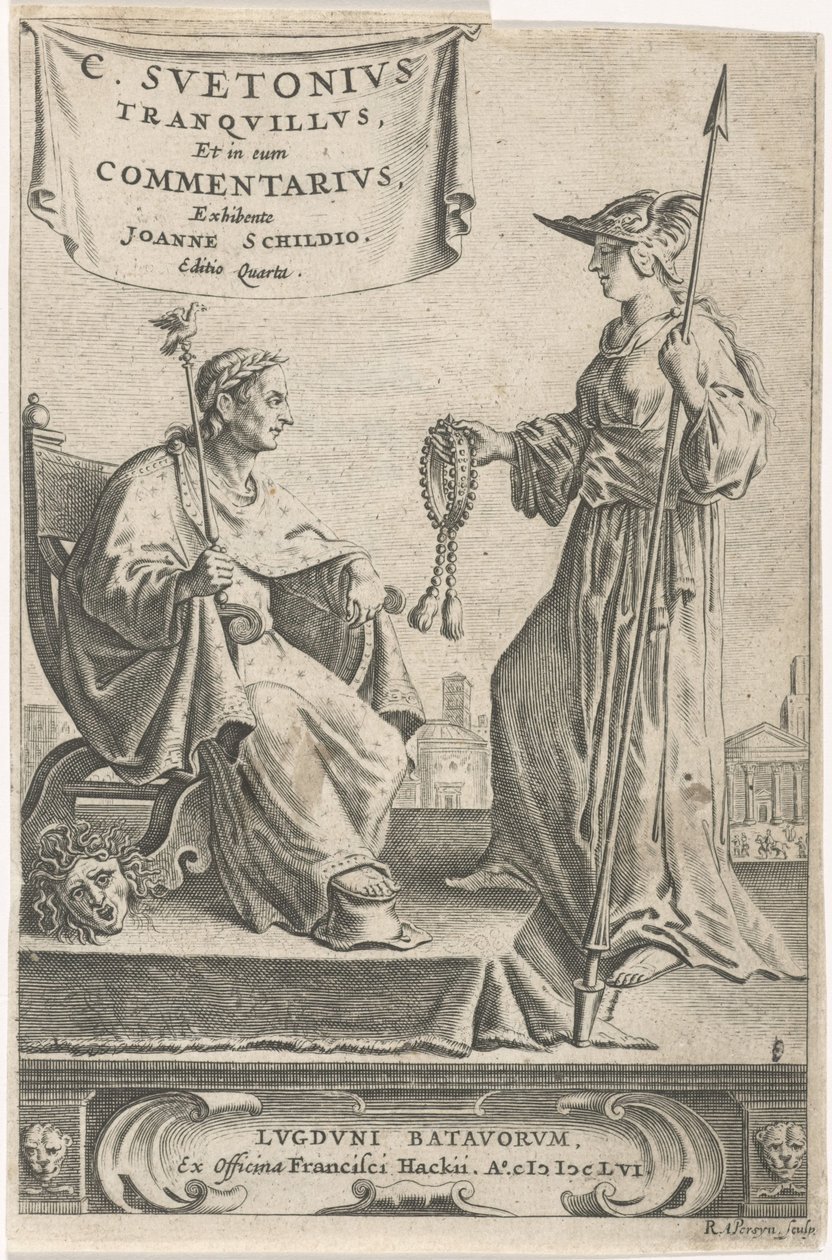 Podstavec s císařem na sedadle Titulní list pro: J. Schild, [Opera], 1656 od Reinier van Persijn