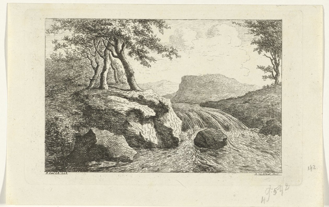 Krajina s vodopádem od Reinierus Albertus Ludovicus baron van Isendoorn à Blois