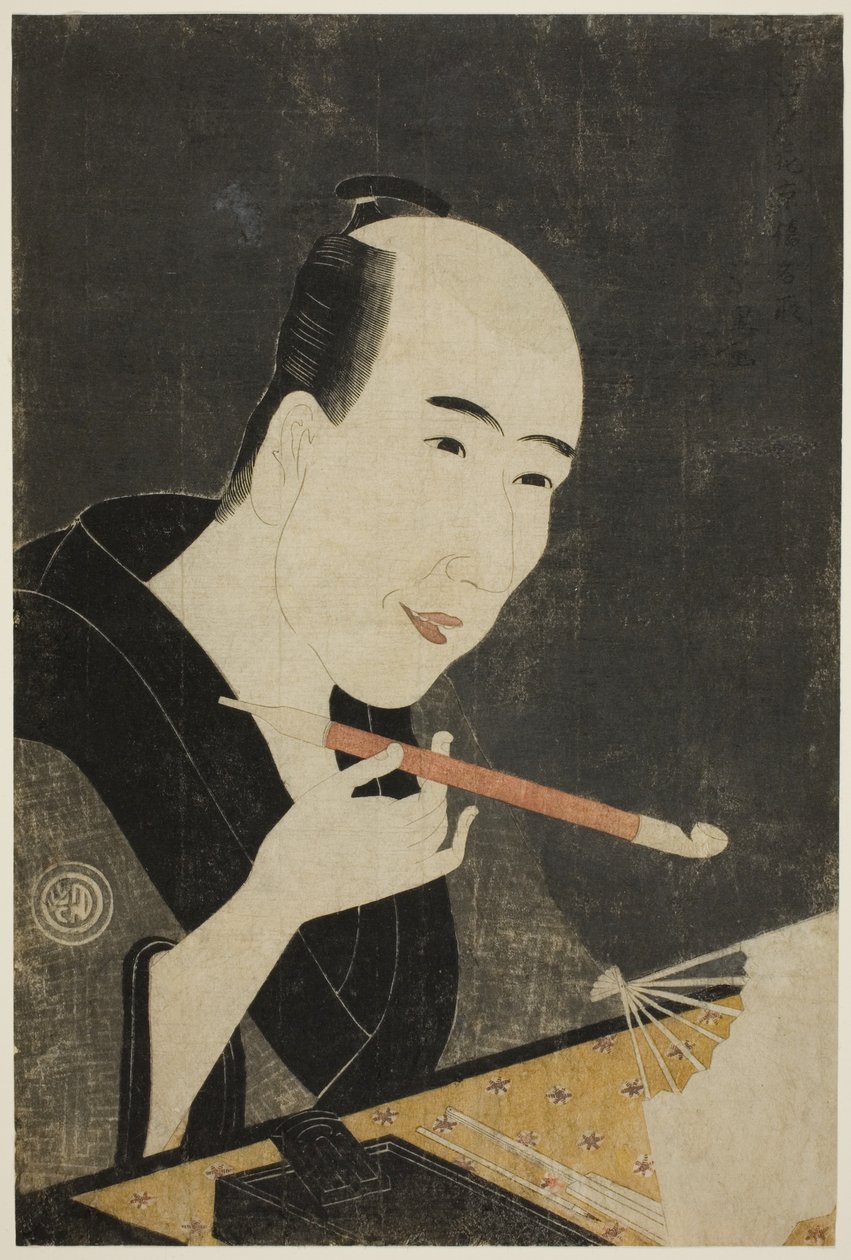 Portrét Santo Kjódena, mistra z Kjobaši (Edo hana Kyobashi natori) od Rekisentei Eiri