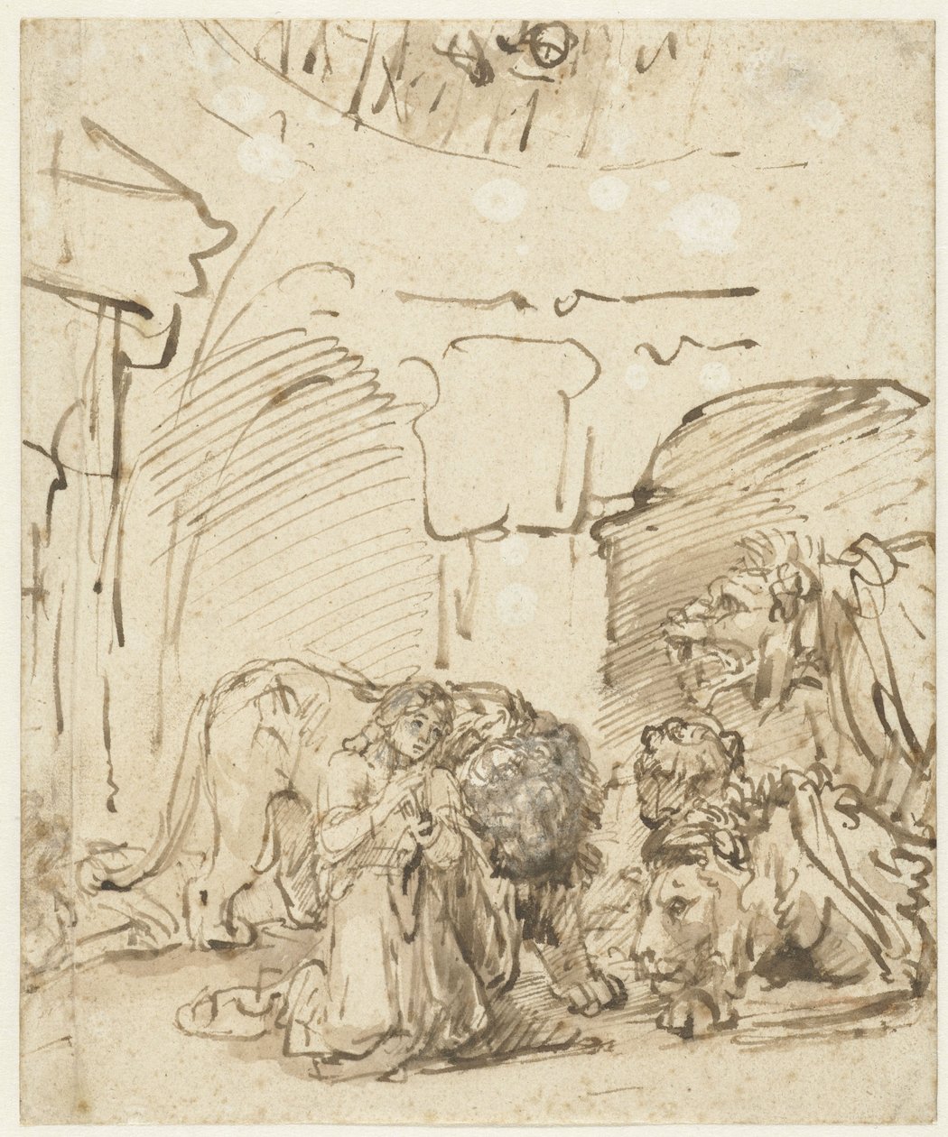 Daniel v jámě lvové, kolem roku 1650 od Rembrandt van Rijn
