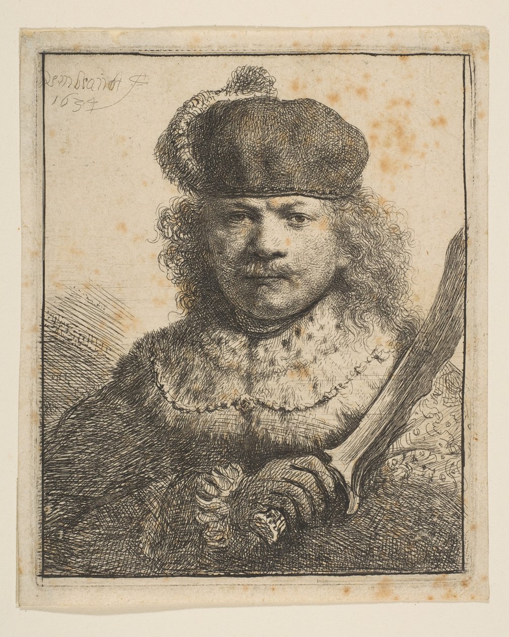 Rembrandt se vztyčenou šavlí, 1634 od Rembrandt van Rijn