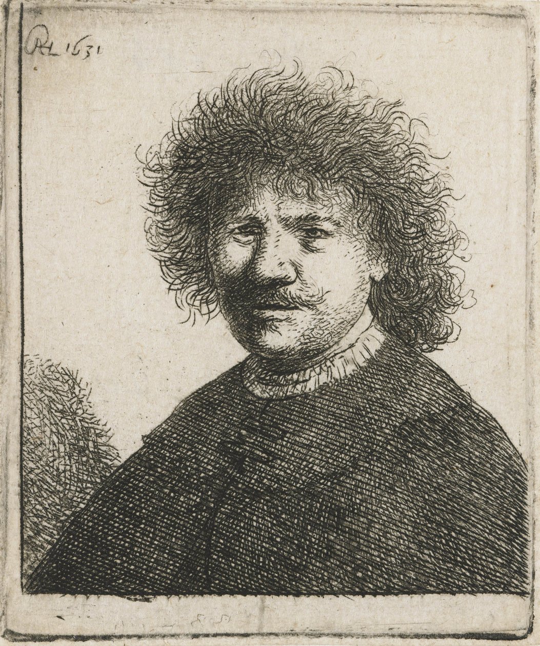 Autoportrét v plášti s plochým límcem, 1630-31 od Rembrandt van Rijn