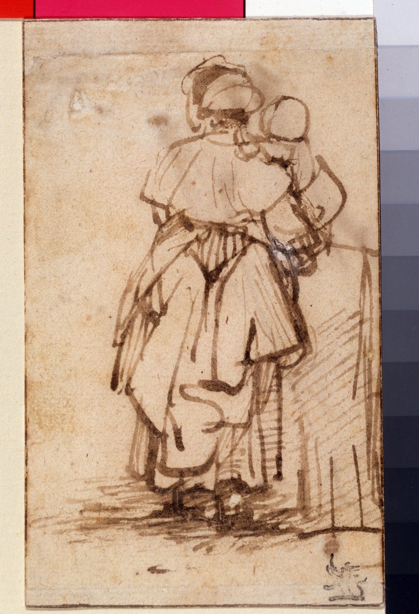 Žena s dítětem na klíně, c.1640 od Rembrandt van Rijn