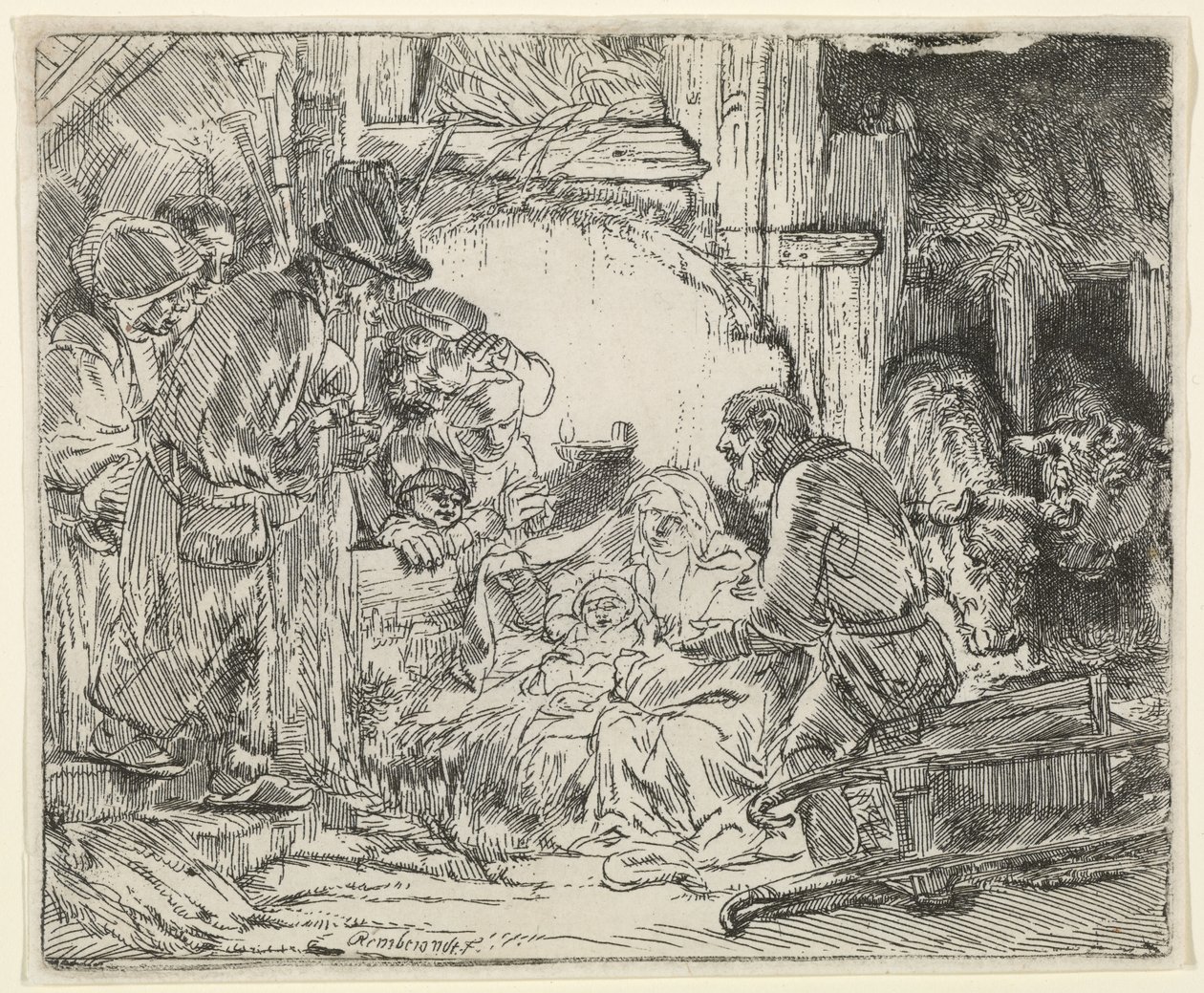 Klanění pastýřů, s lampou, 1654 od Rembrandt van Rijn