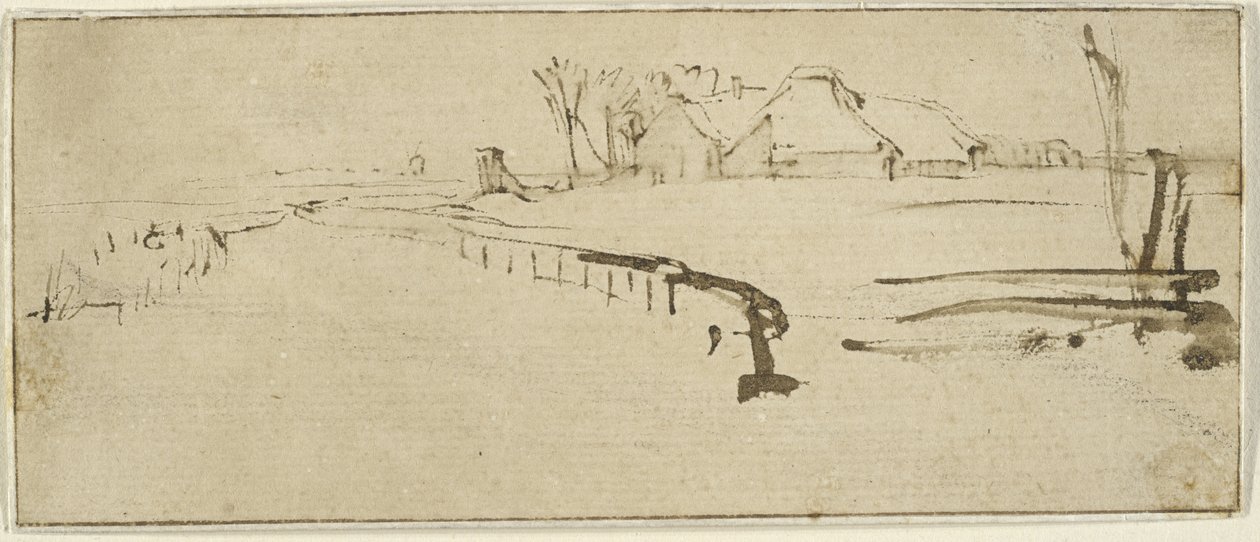 Krajina s farmou, kolem 1648-50 (zimní krajina) od Rembrandt van Rijn