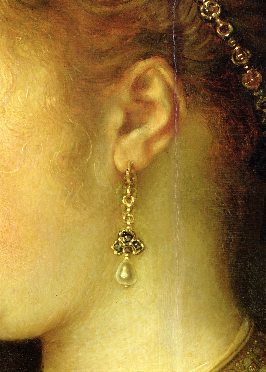 Portrét Saskia van Uylenburgh (1612-42) v bohatém kostýmu (detail) (viz 244316) od Rembrandt van Rijn