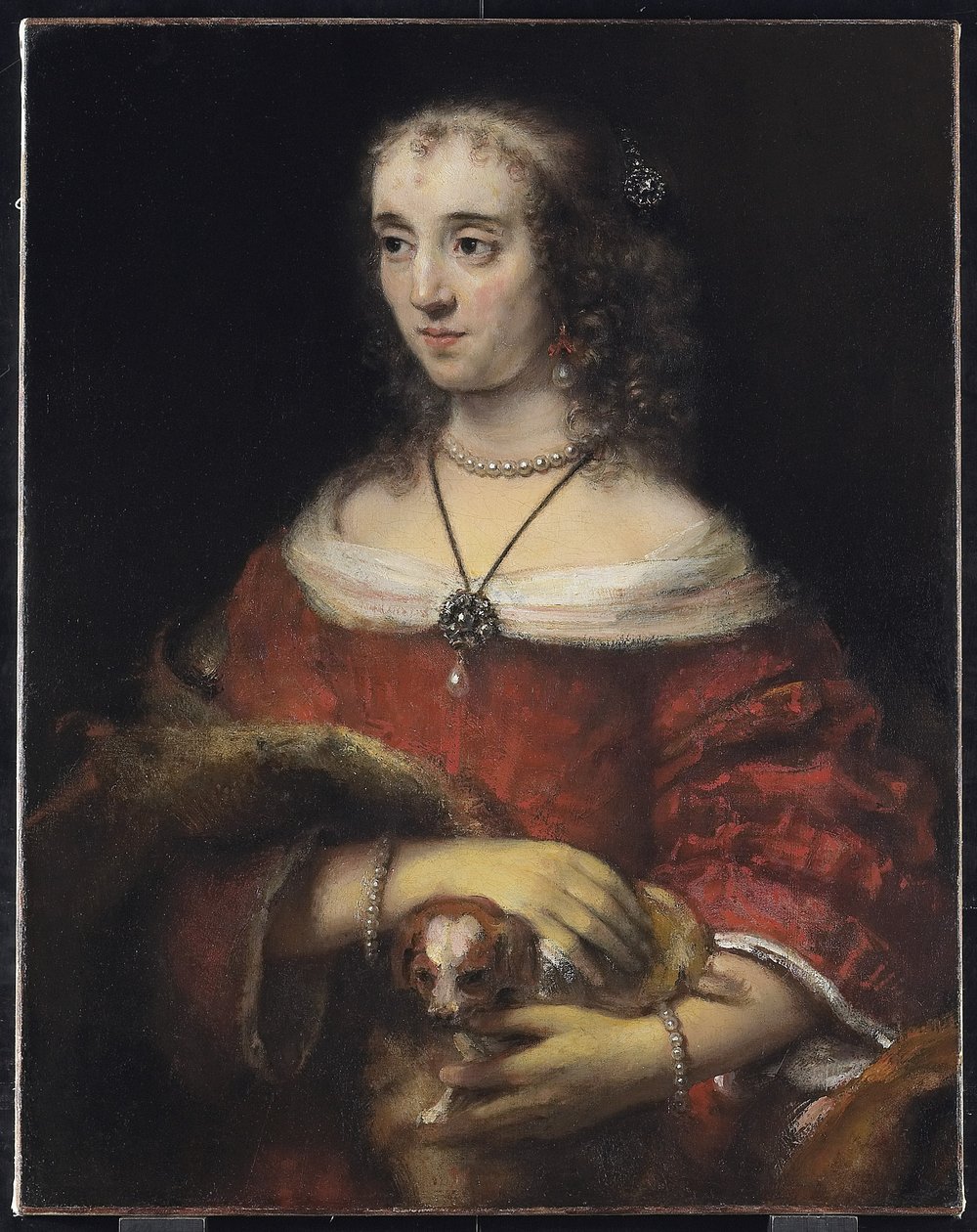 Portrét dámy s klínovým psem, c.1665 od Rembrandt van Rijn