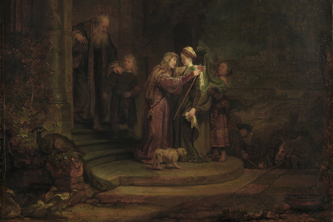 The Visitation, 1640 (olej na cedrovém panelu) (detail 909142) od Rembrandt van Rijn