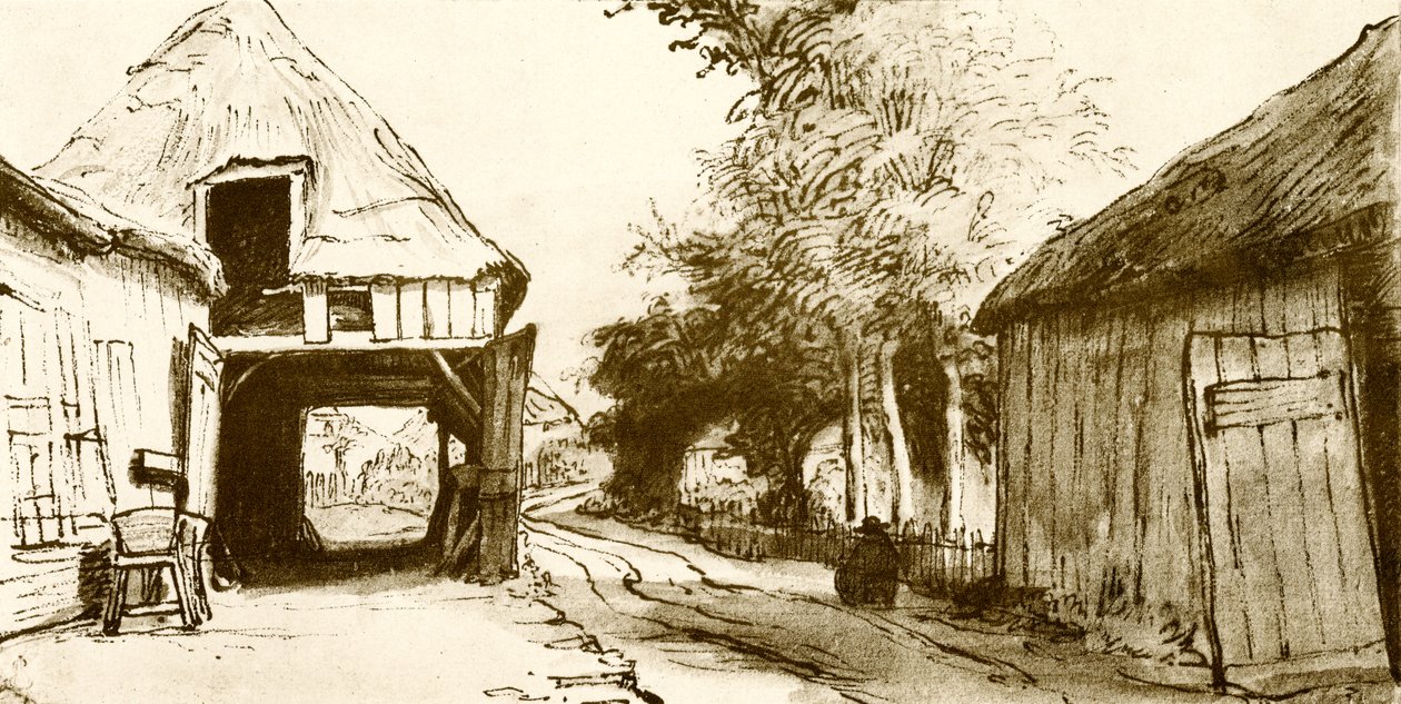 Vesnická cesta s kočárovnou od Rembrandt van Rijn