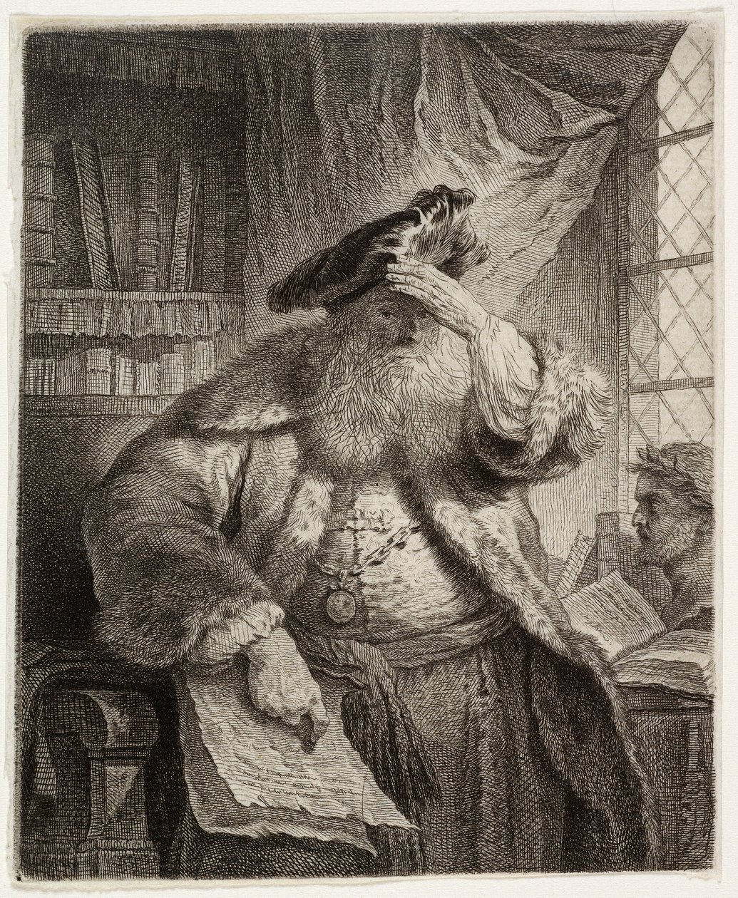 Starý muž si zastínil oči rukou od after Rembrandt van Rijn