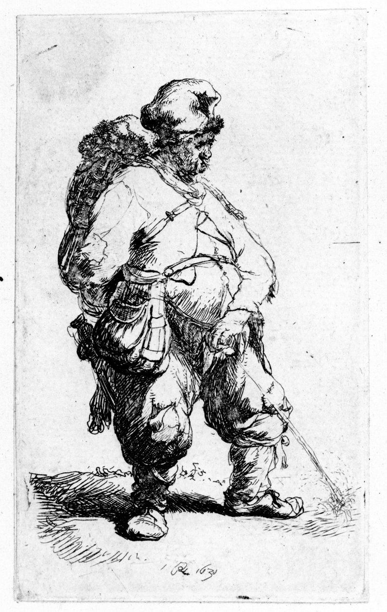 Muž močí, 1631 (eching) od Rembrandt van Rijn