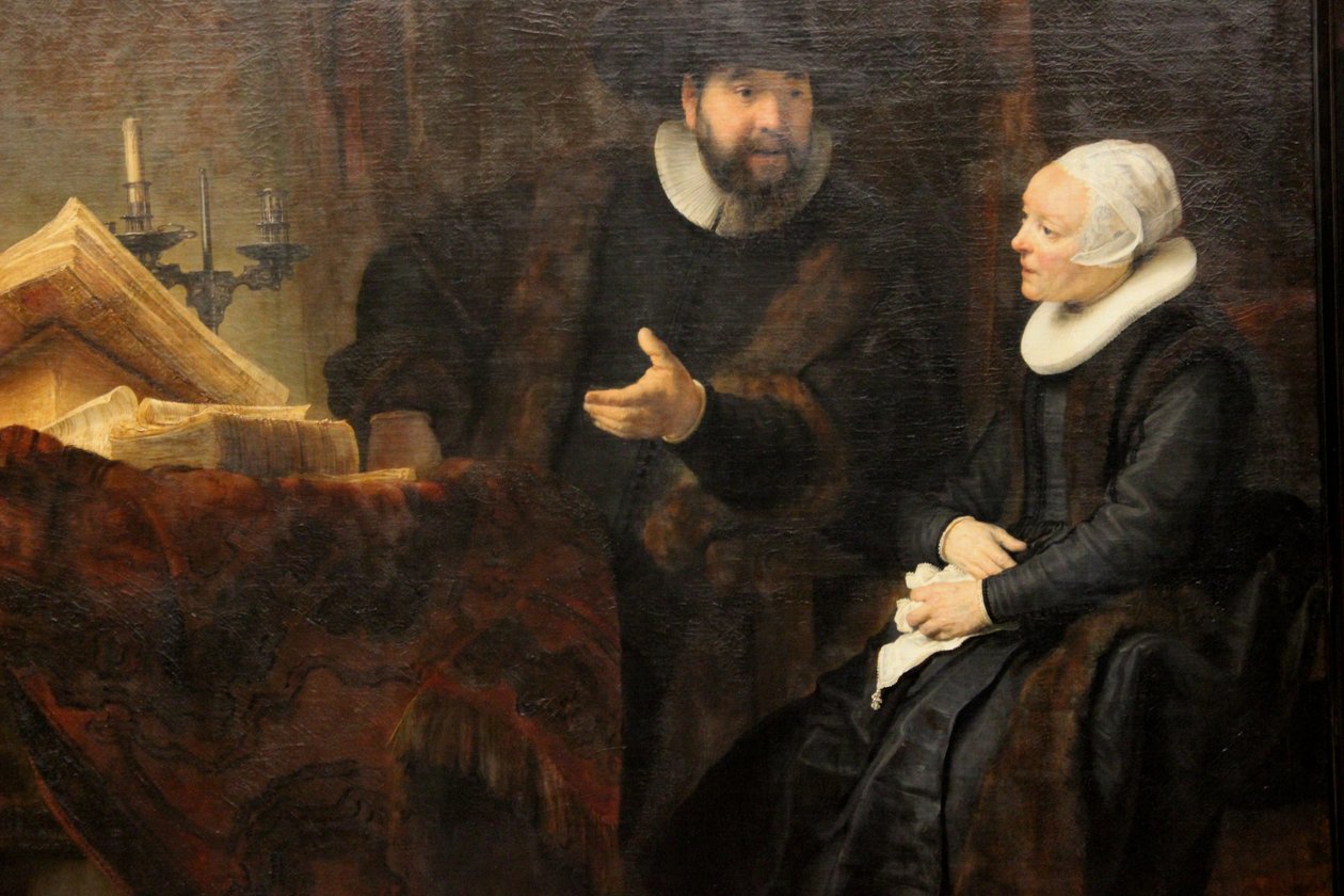 Anslo v rozhovoru se svou manželkou od Rembrandt van Rijn