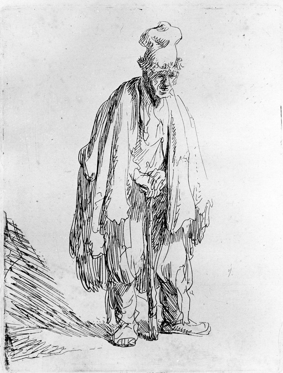Žebrák ve vysoké čepici, kolem 1630 od Rembrandt van Rijn
