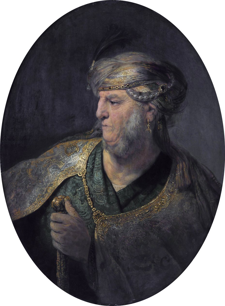 Poprsí muže v orientálních šatech od Rembrandt van Rijn