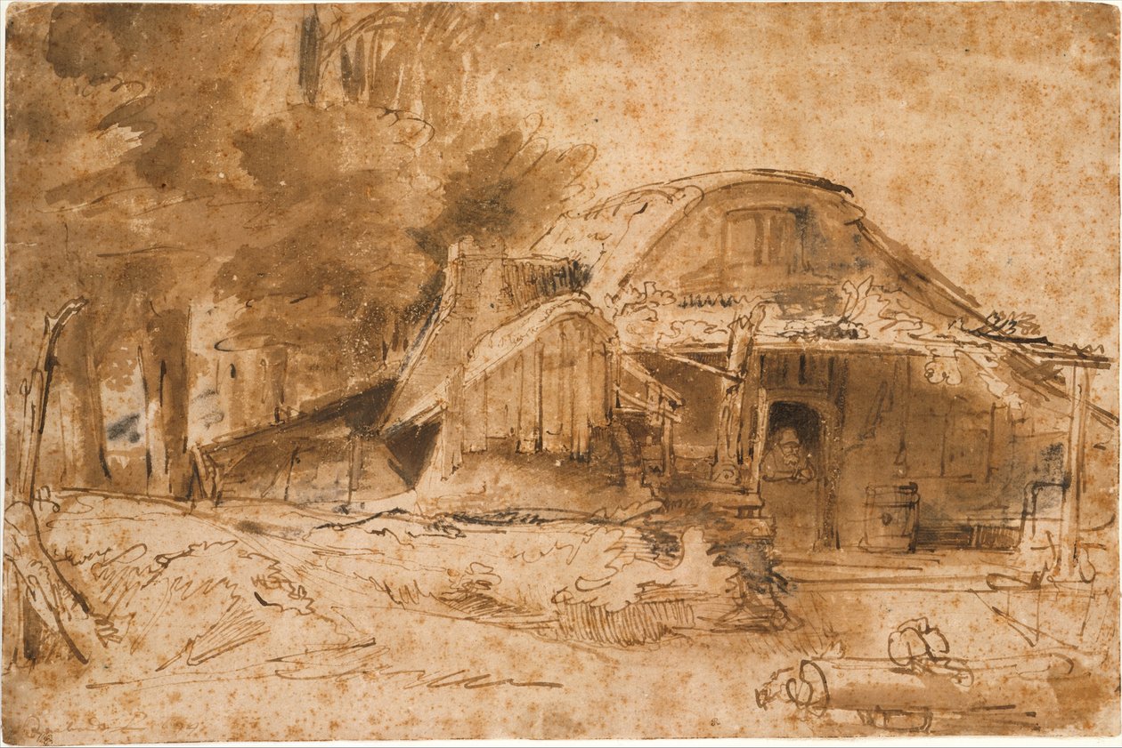Chata na okraji lesa od Rembrandt van Rijn