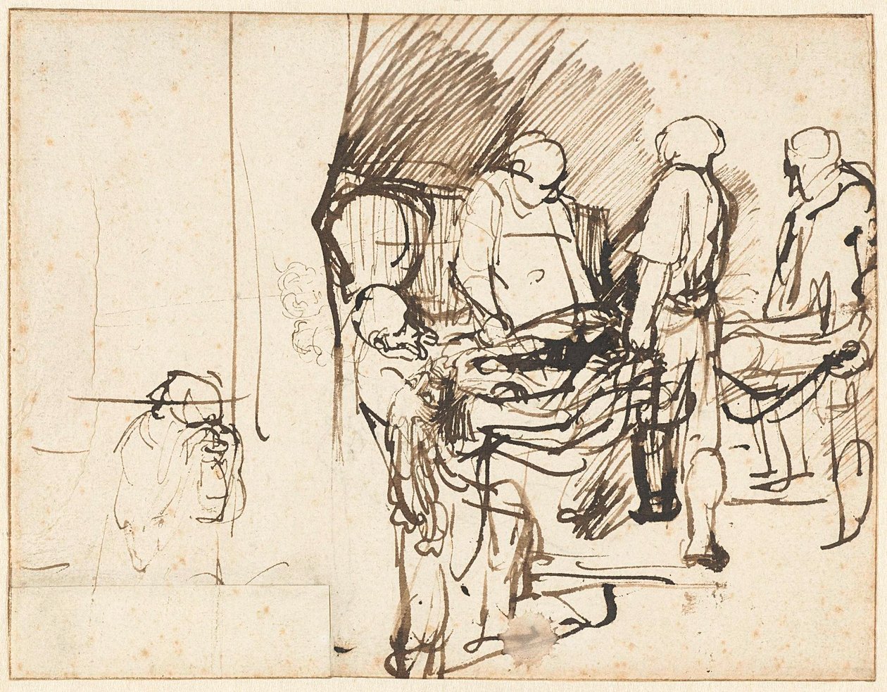 Pohřeb na skici popravčího od Rembrandt van Rijn