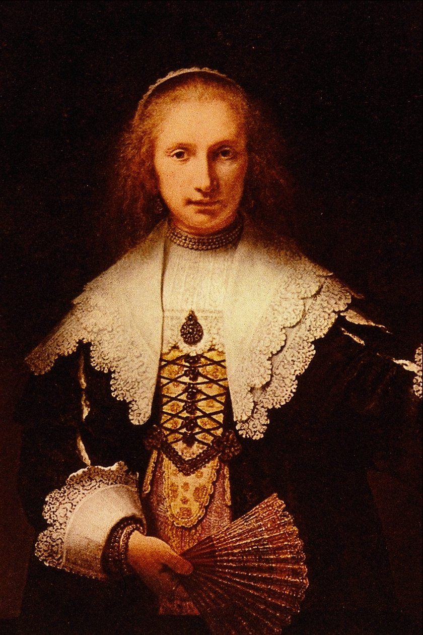 Dáma s vějířem od Rembrandt van Rijn
