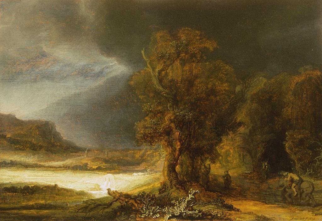 Krajina s Dobrým Samaritánem od Rembrandt van Rijn
