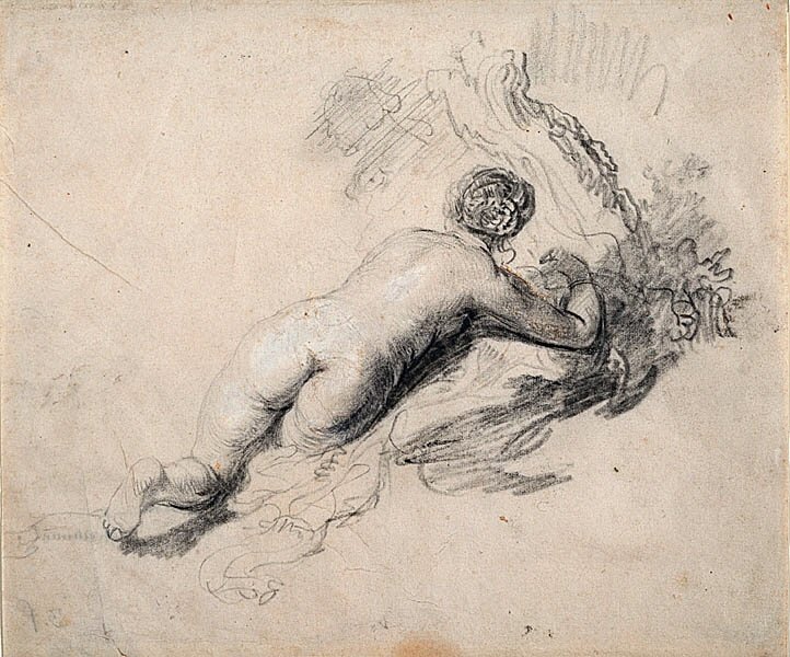 Nahá žena ležící od Rembrandt van Rijn