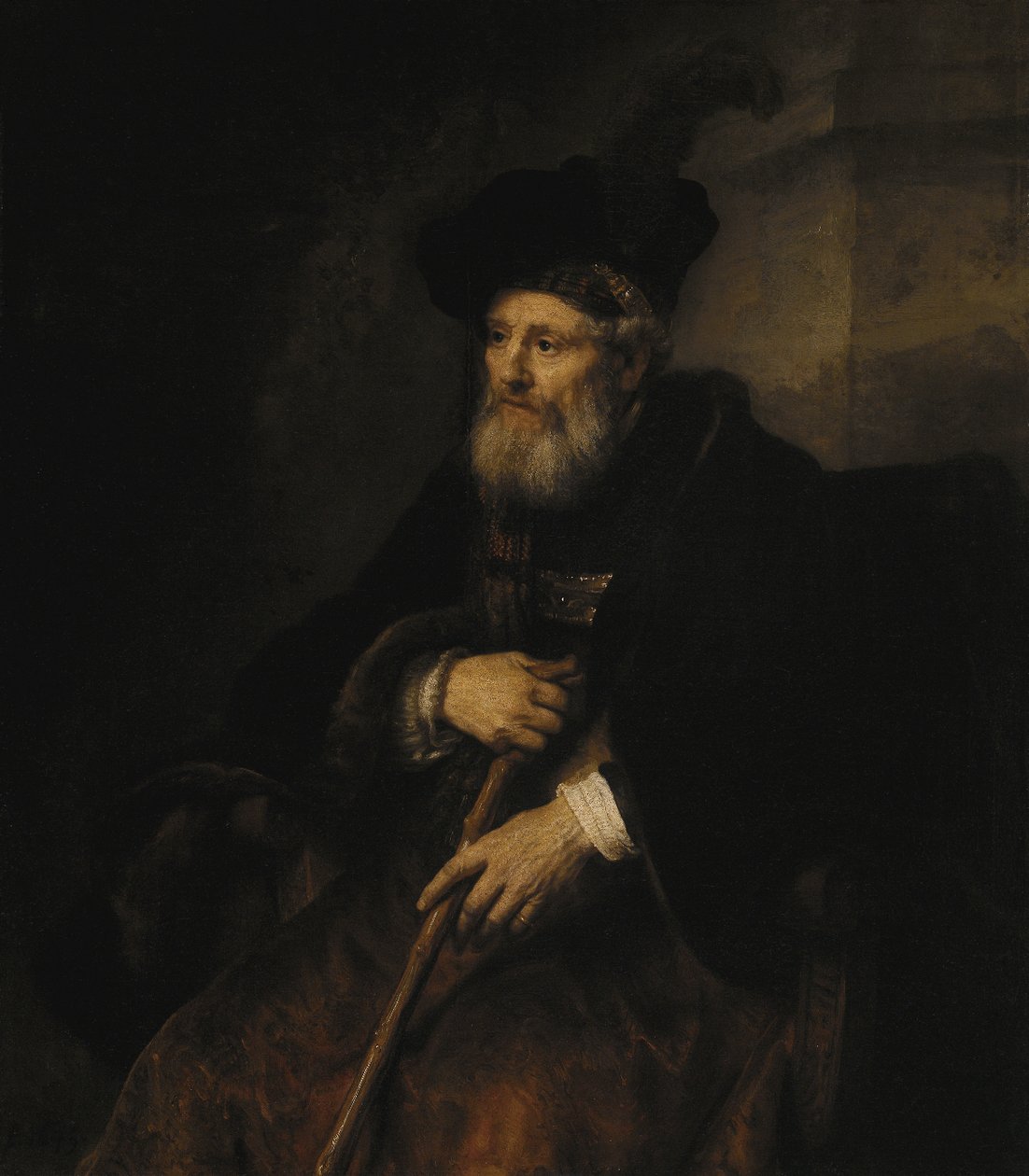 Starý muž s holí od Rembrandt van Rijn