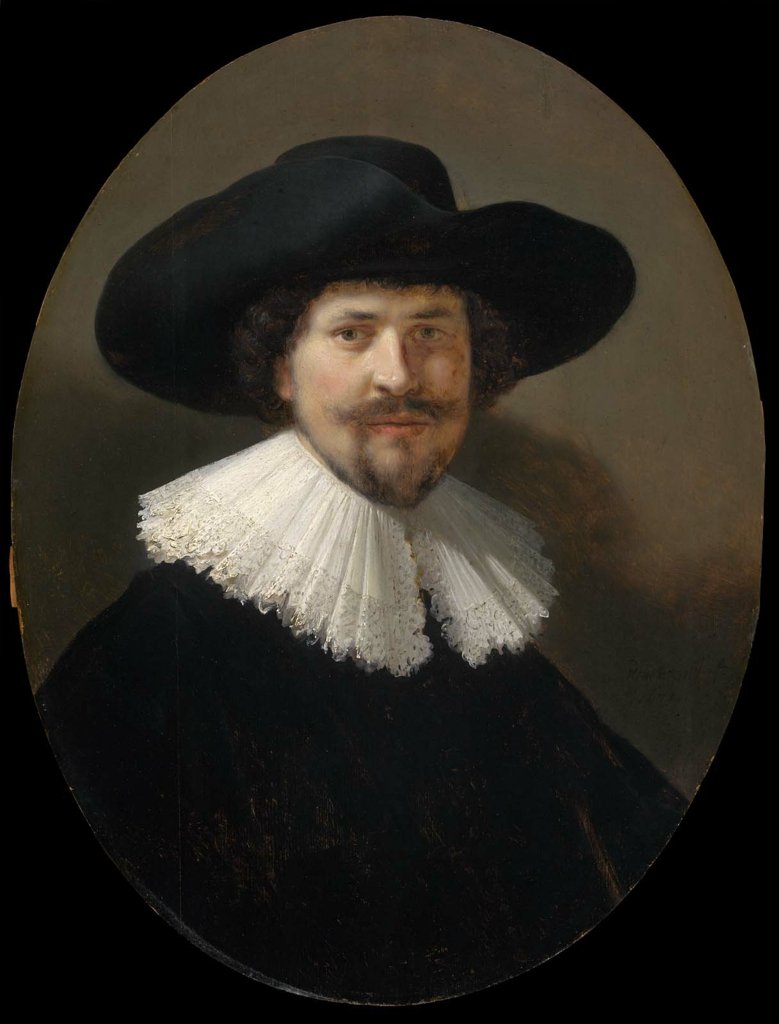 Portrét muže v širokém klobouku od Rembrandt van Rijn