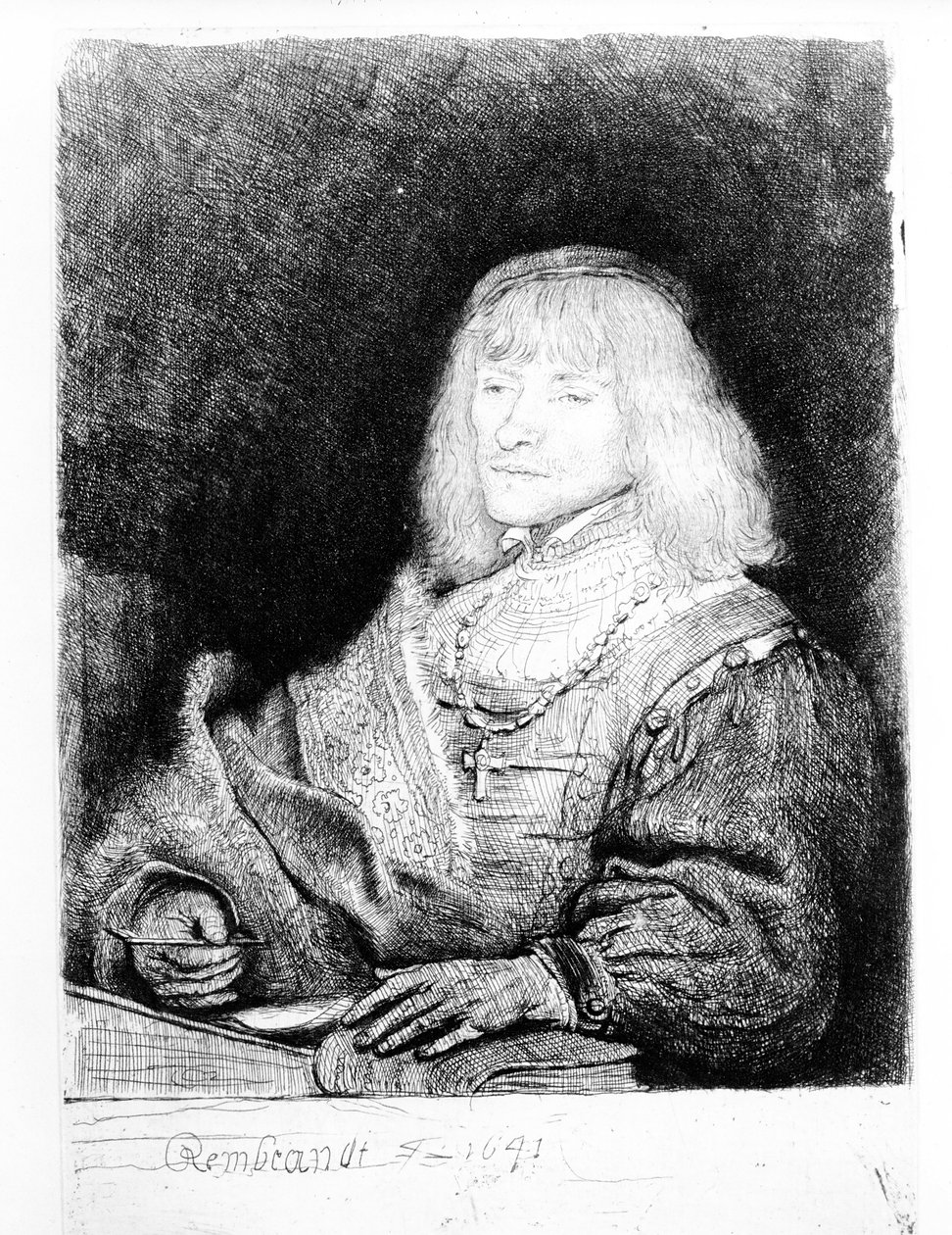 Portrét muže u stolu, 1641 od Rembrandt van Rijn