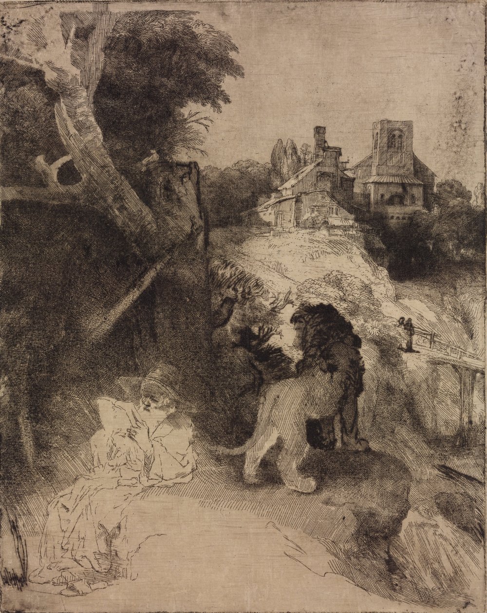 Svatý Jeroným v italské krajině od Rembrandt van Rijn