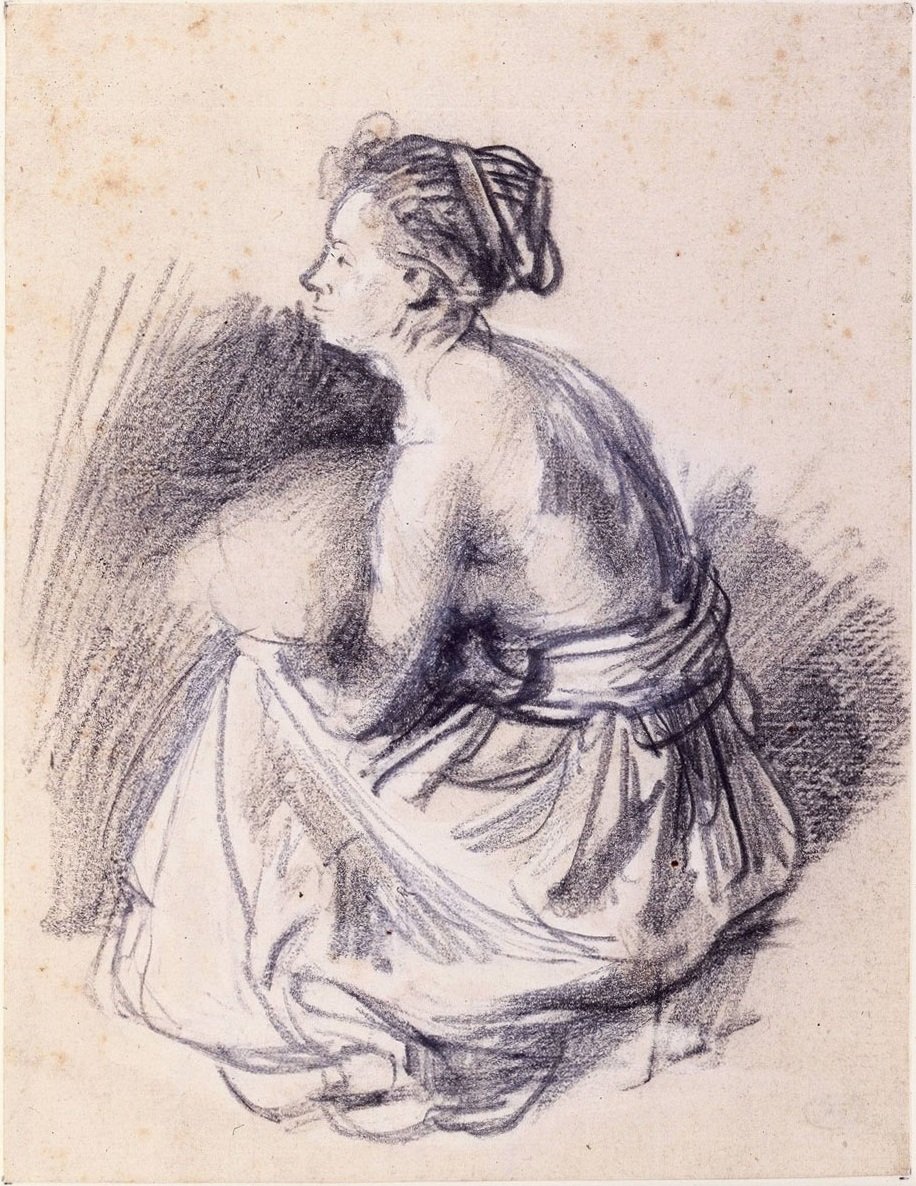 Sedící žena, nahá do pasu od Rembrandt van Rijn