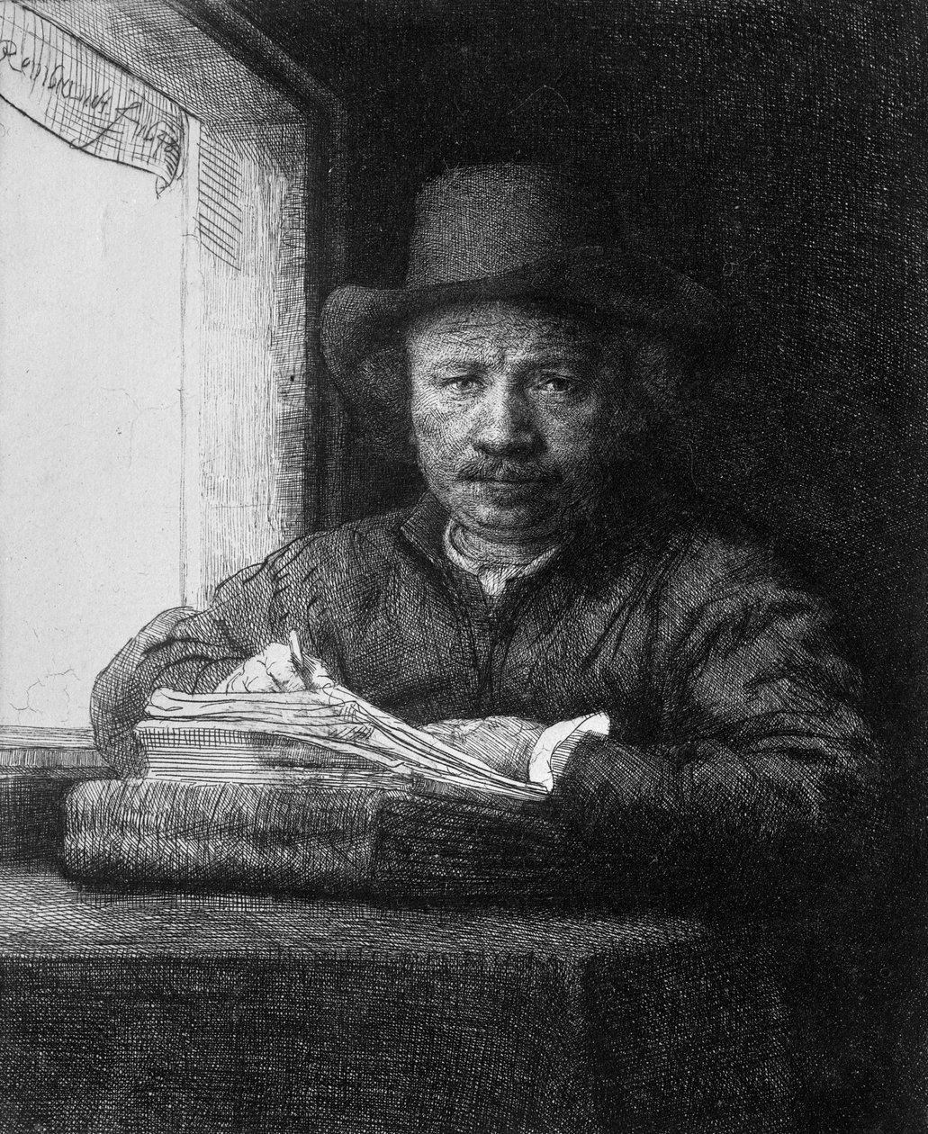 Autoportrét při kreslení, 1648 od Rembrandt van Rijn