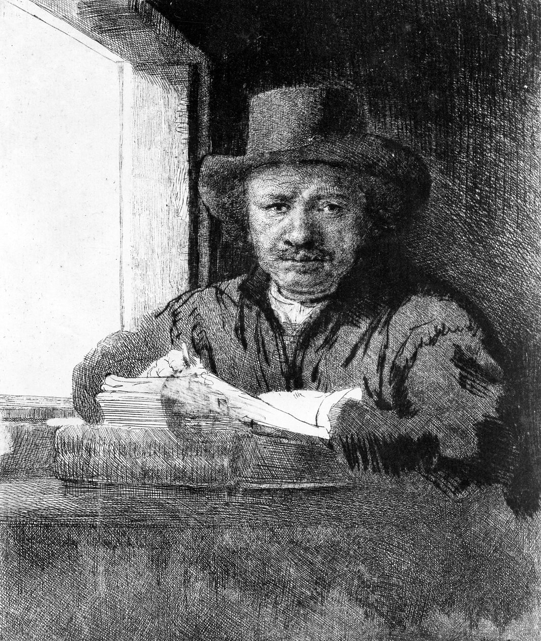 Autoportrét při kreslení, 1648 od Rembrandt van Rijn