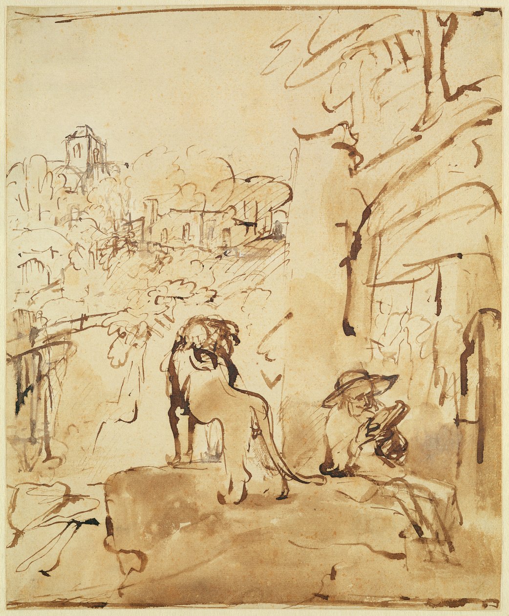 Svatý Jeroným Čtení v krajině od Rembrandt van Rijn