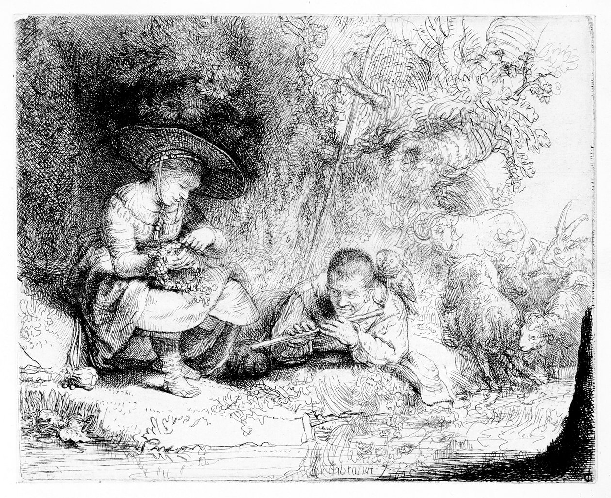 Hráč na flétnu, 1642 od Rembrandt van Rijn