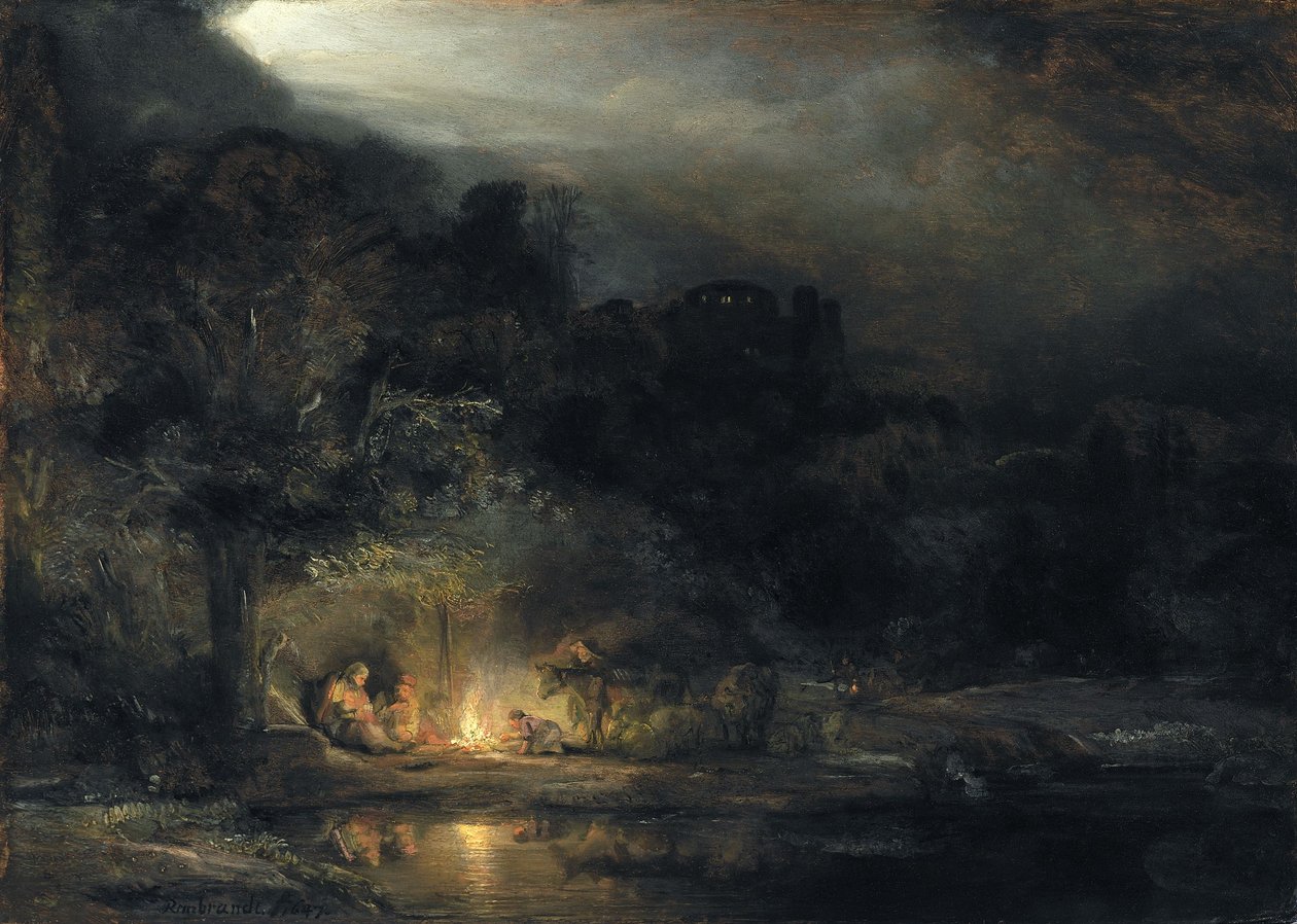 Zbytek na útěku do Egypta od Rembrandt van Rijn