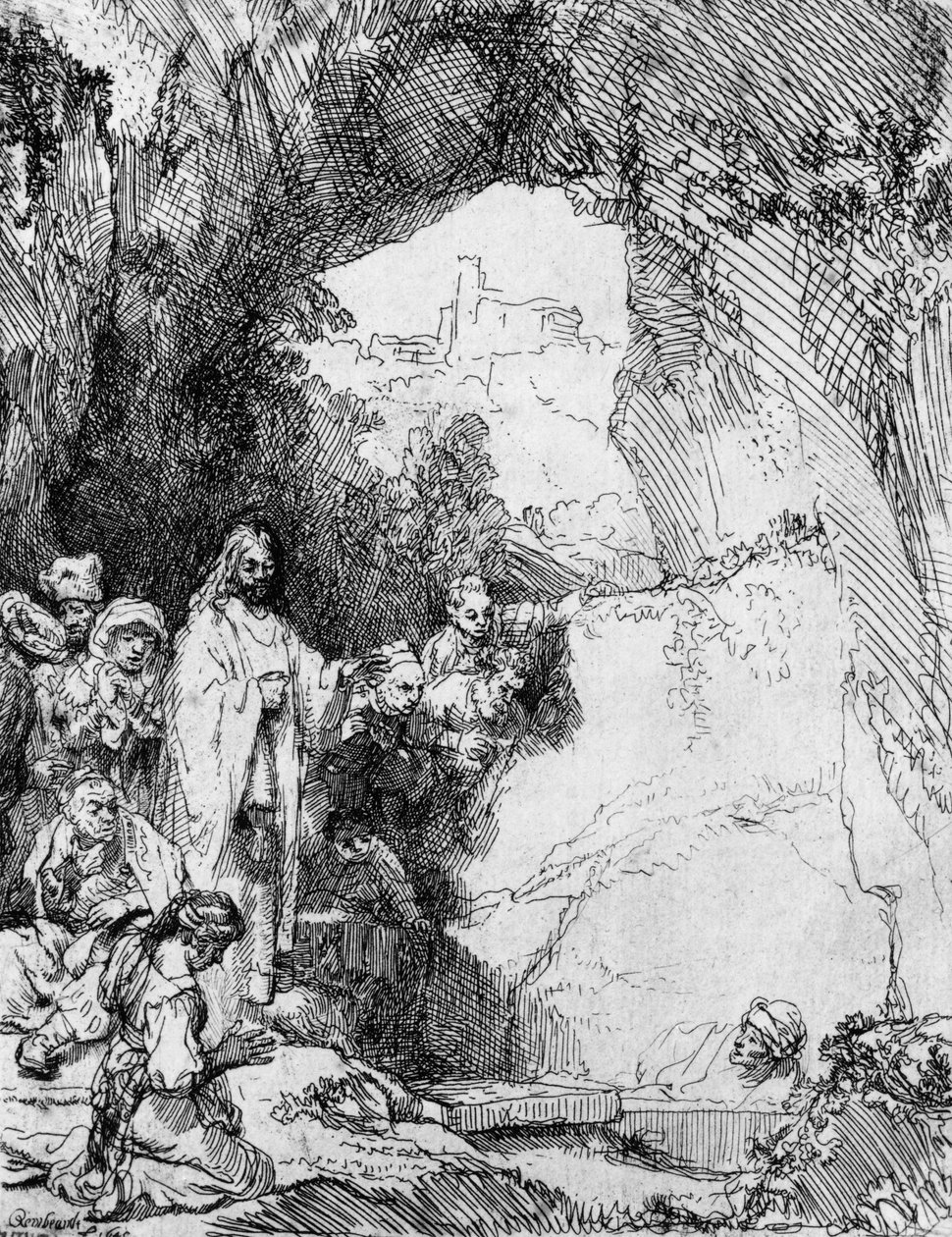 Malé vzkříšení Lazara, 1644 (lept) od Rembrandt van Rijn