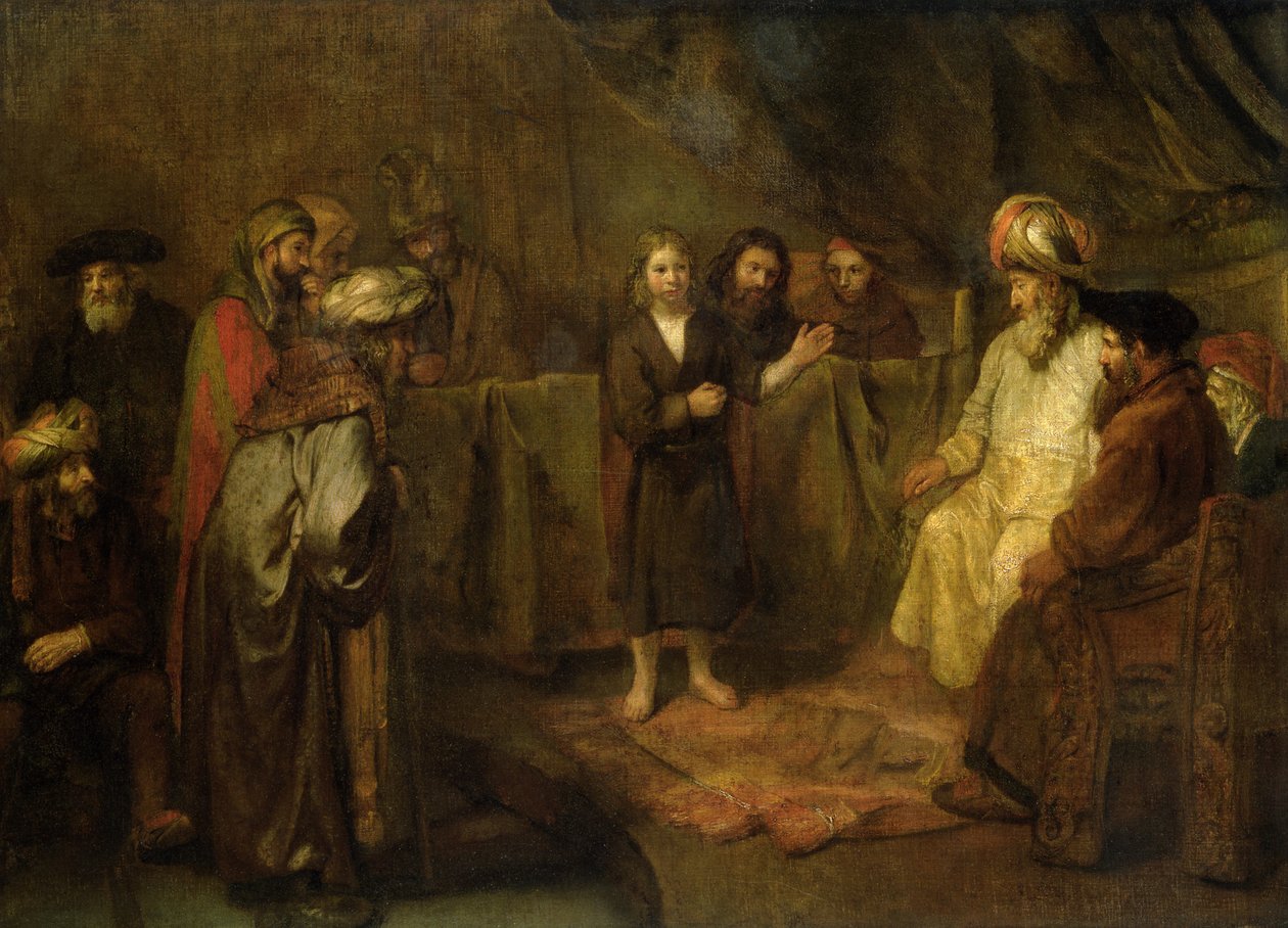 Dvanáctiletý Ježíš před písaři, kolem roku 1655 od Rembrandt van Rijn