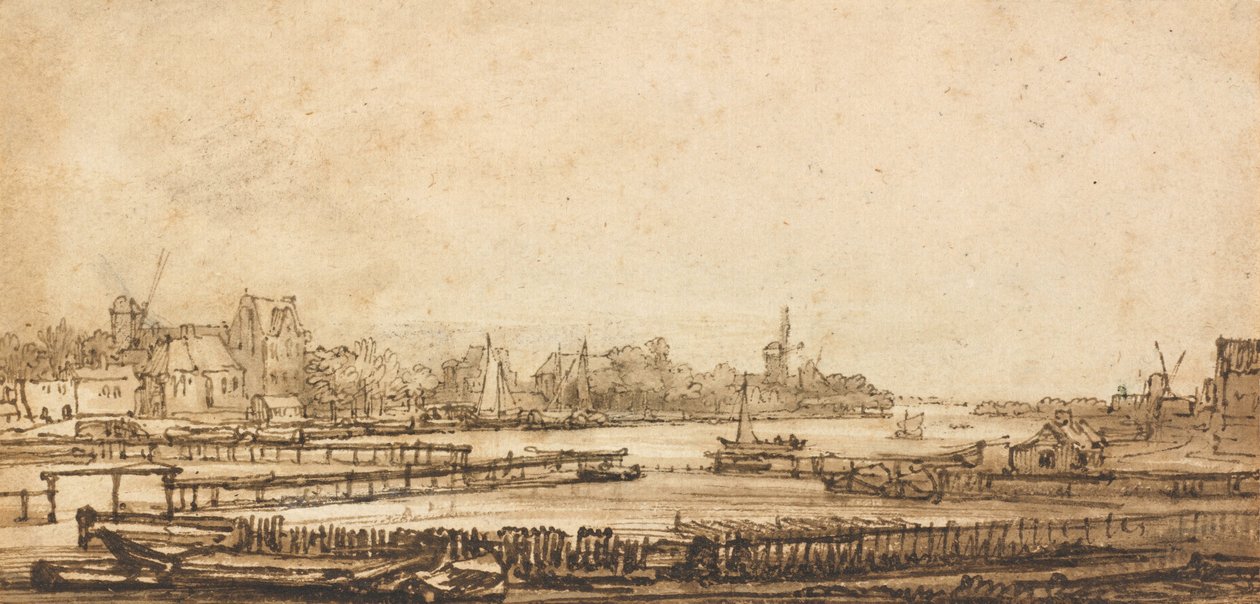 Pohled na Amstel z Válce od Rembrandt van Rijn