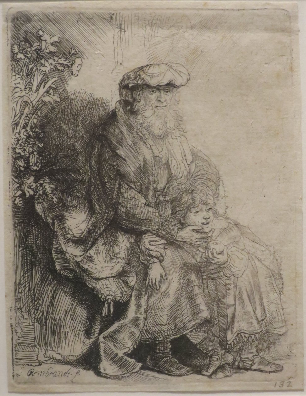 "Abraham hladí Izáka", lept od Rembrandta, Honolulu Museum of Art od Rembrandt