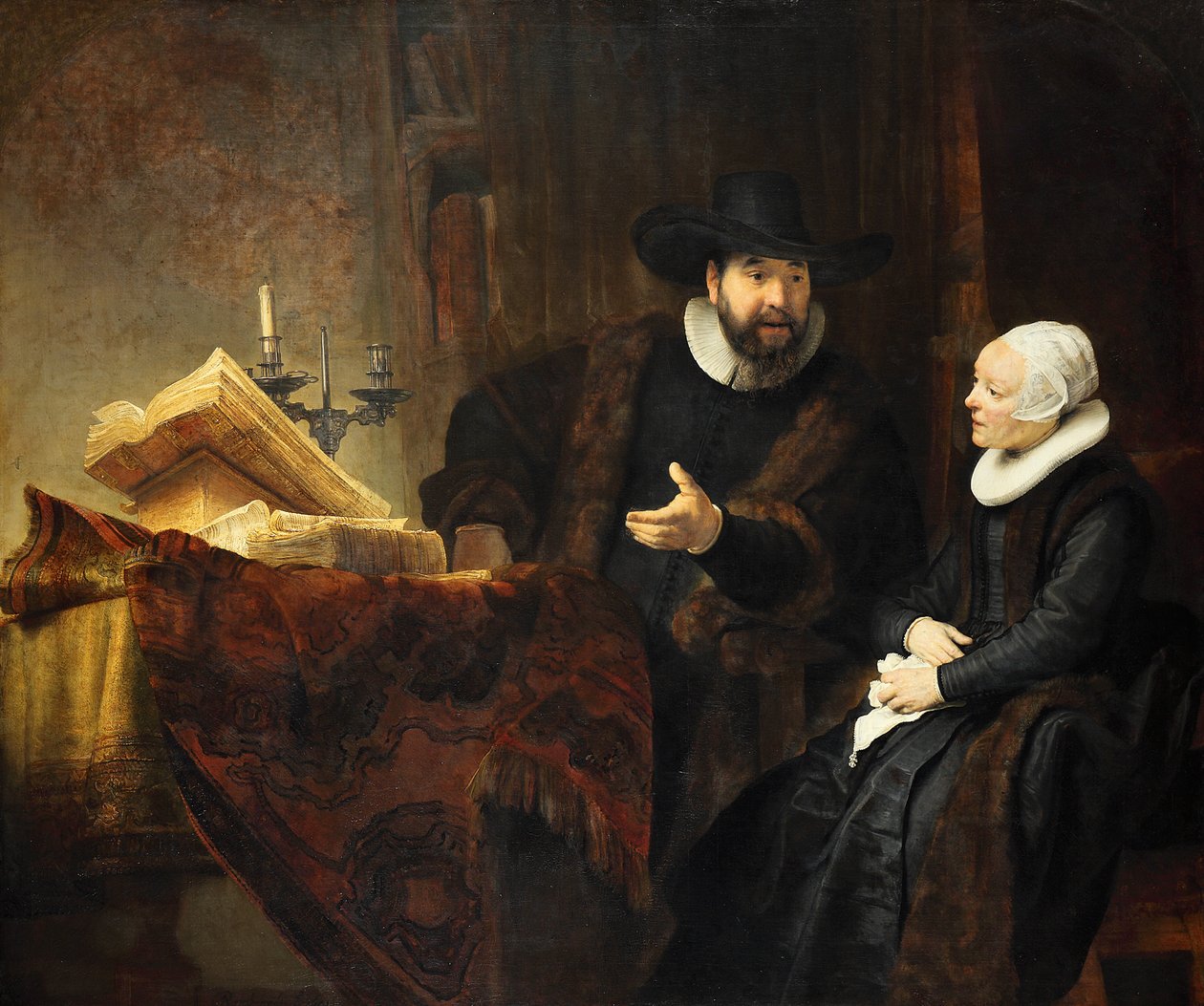 Mennonitský kazatel Cornelis Claesz Anslo (1592-1646) a jeho žena Aeltje Gerritsdr Schoutenová od Rembrandt