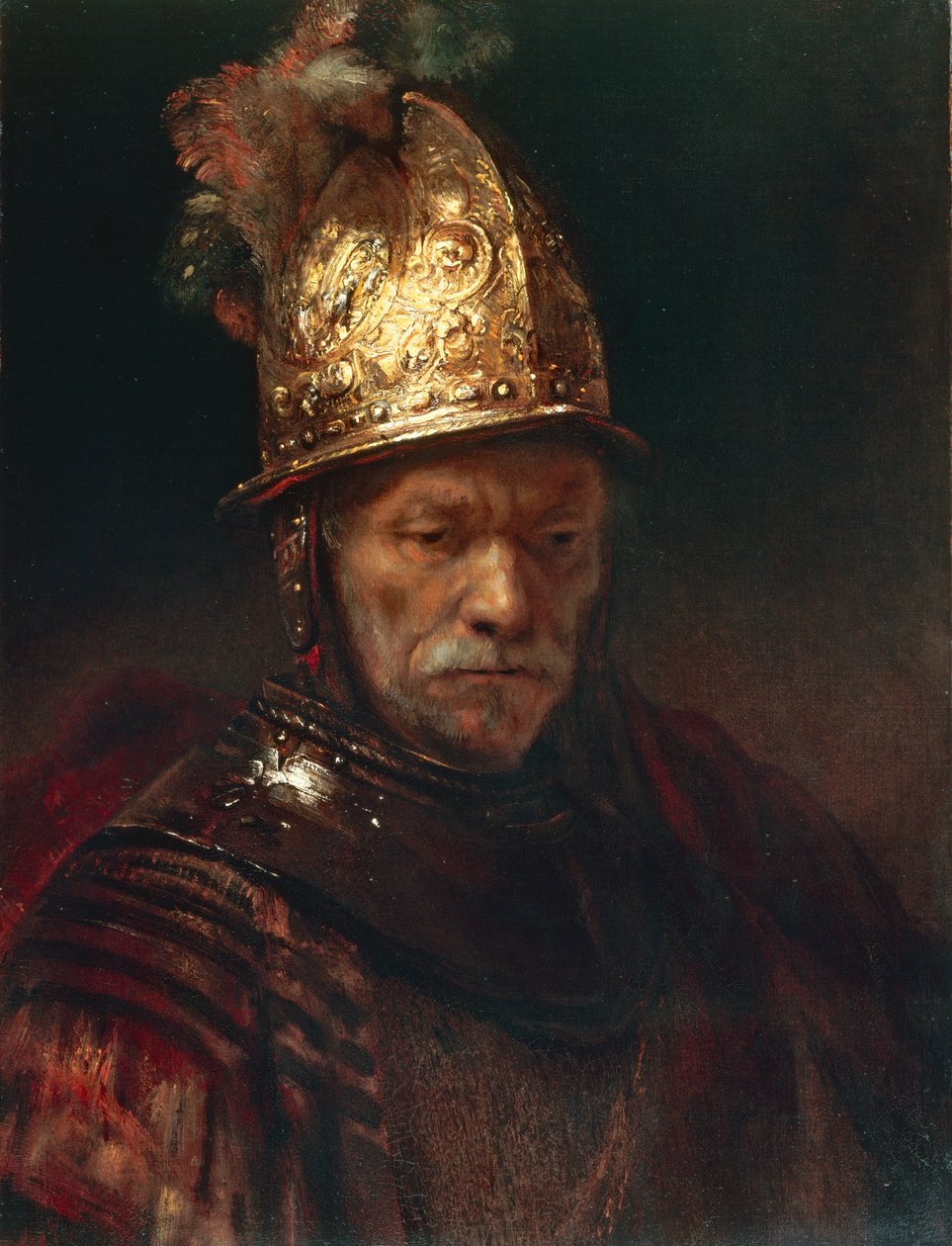 Muž se zlatou přilbou od Rembrandt Harmensz. van Rijn (circle of)