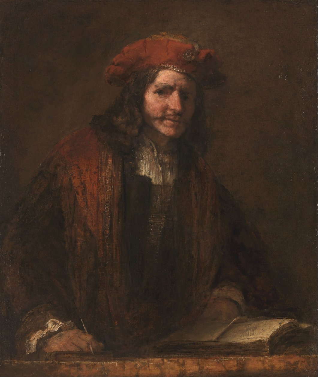 Muž s červenou čepicí, asi 1660-65 (olej na plátně) od Rembrandt Harmensz. van Rijn (school of)